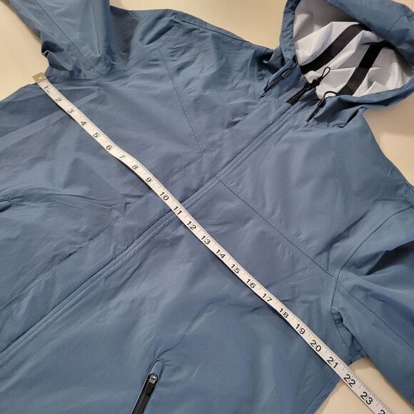 Your Turn Active Men's Blue Gray Hooded Performance Rain Jacket - Picture 3 of 15